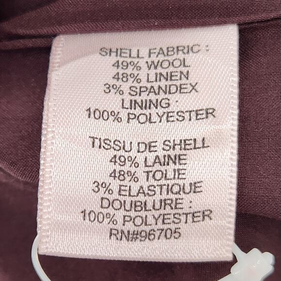 Rebecca Taylor Cross Front V Neck Pencil Formal Black Wool Linen Dress Women's 2 - Picture 4 of 12